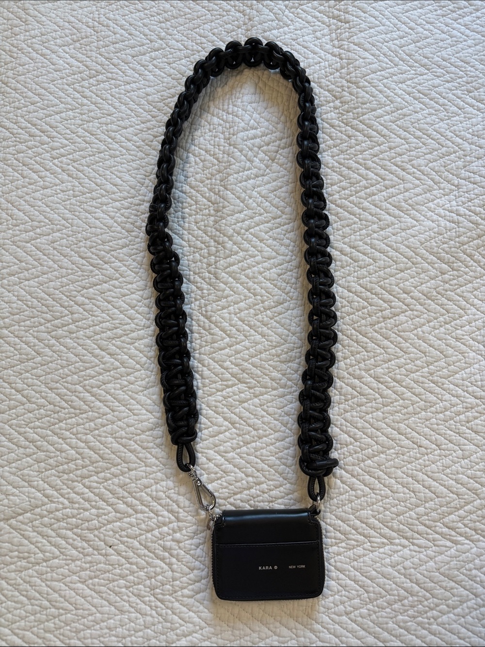 Kara Black Leather Cross Body Card Holder